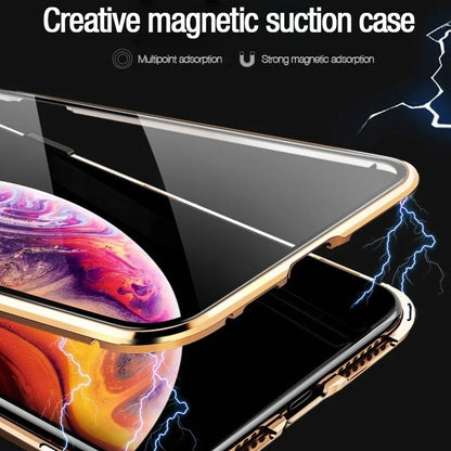 360 Full Protection Anti-peeping Metal Magnetic Case For iPhone 15 14 13 12 11 Pro Max Double-sided Glass Cover X XR XS 8 7 Plus